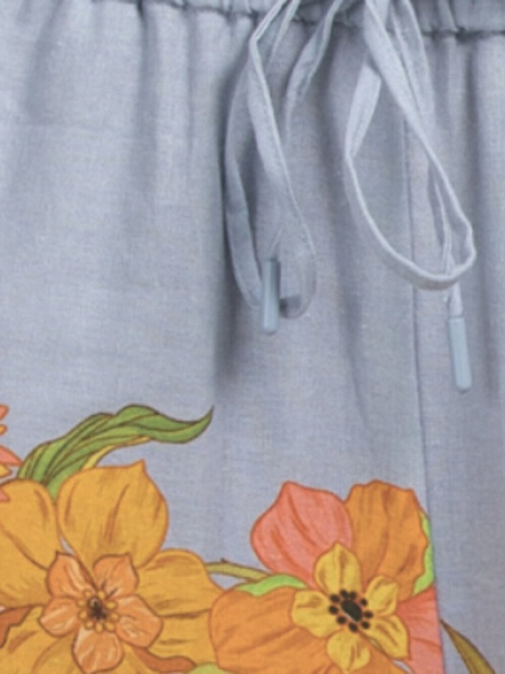 MAISON D'AMELIE Linen Blend Printed Wide Leg Pants With Elastic Waist - Picture 3 of 3